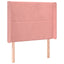 sengegavl med LED-lys 93x16x118/128 cm fløjl lyserød