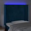sengegavl med LED-lys 103x16x118/128 cm fløjl mørkeblå