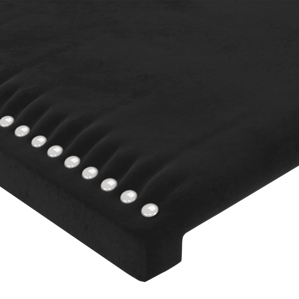 sengegavl med LED-lys 163x16x118/128 cm fløjl sort