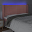 sengegavl med LED-lys 163x16x118/128 cm fløjl lyserød