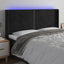 sengegavl med LED-lys 183x16x118/128 cm fløjl sort