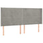 sengegavl med LED-lys 203x16x118/128 cm fløjl lysegrå