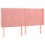 sengegavl med LED-lys 203x16x118/128 cm fløjl lyserød