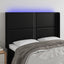 sengegavl med LED-lys 147x16x118/128 cm kunstlæder sort