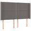 sengegavl med LED-lys 147x16x118/128 cm kunstlæder grå
