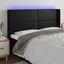 sengegavl med LED-lys 183x16x118/128 cm kunstlæder sort
