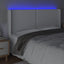 sengegavl med LED-lys 203x16x118/128 cm kunstlæder hvid