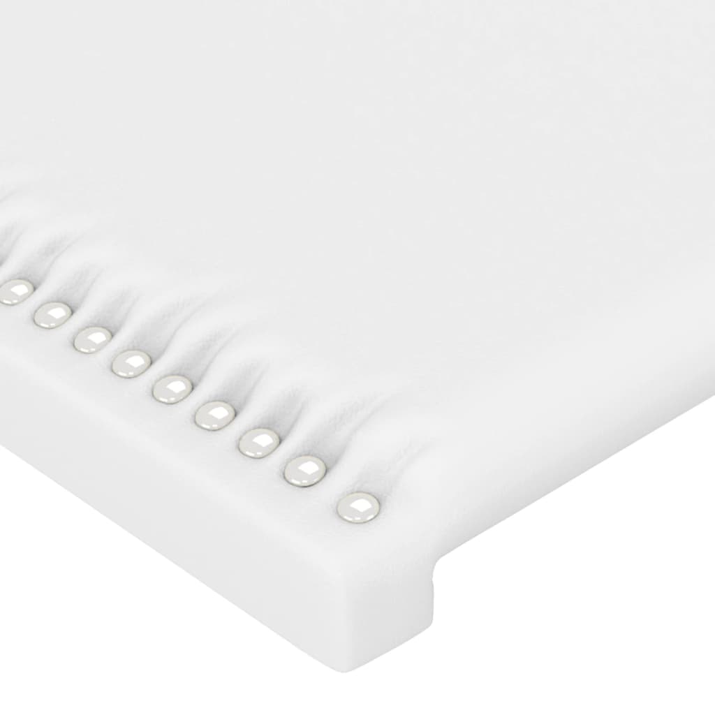 sengegavl med LED-lys 203x16x118/128 cm kunstlæder hvid