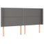 sengegavl med LED-lys 203x16x118/128 cm kunstlæder grå