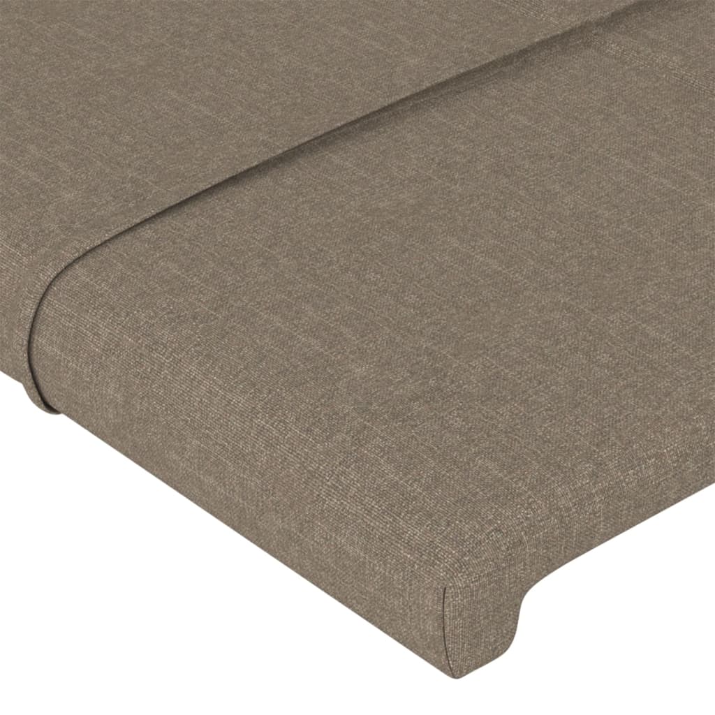 sengegavl med LED-lys 83x16x118/128 cm stof gråbrun