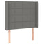 sengegavl med LED-lys 93x16x118/128 cm stof mørkegrå
