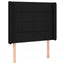 sengegavl med LED-lys 93x16x118/128 cm stof sort