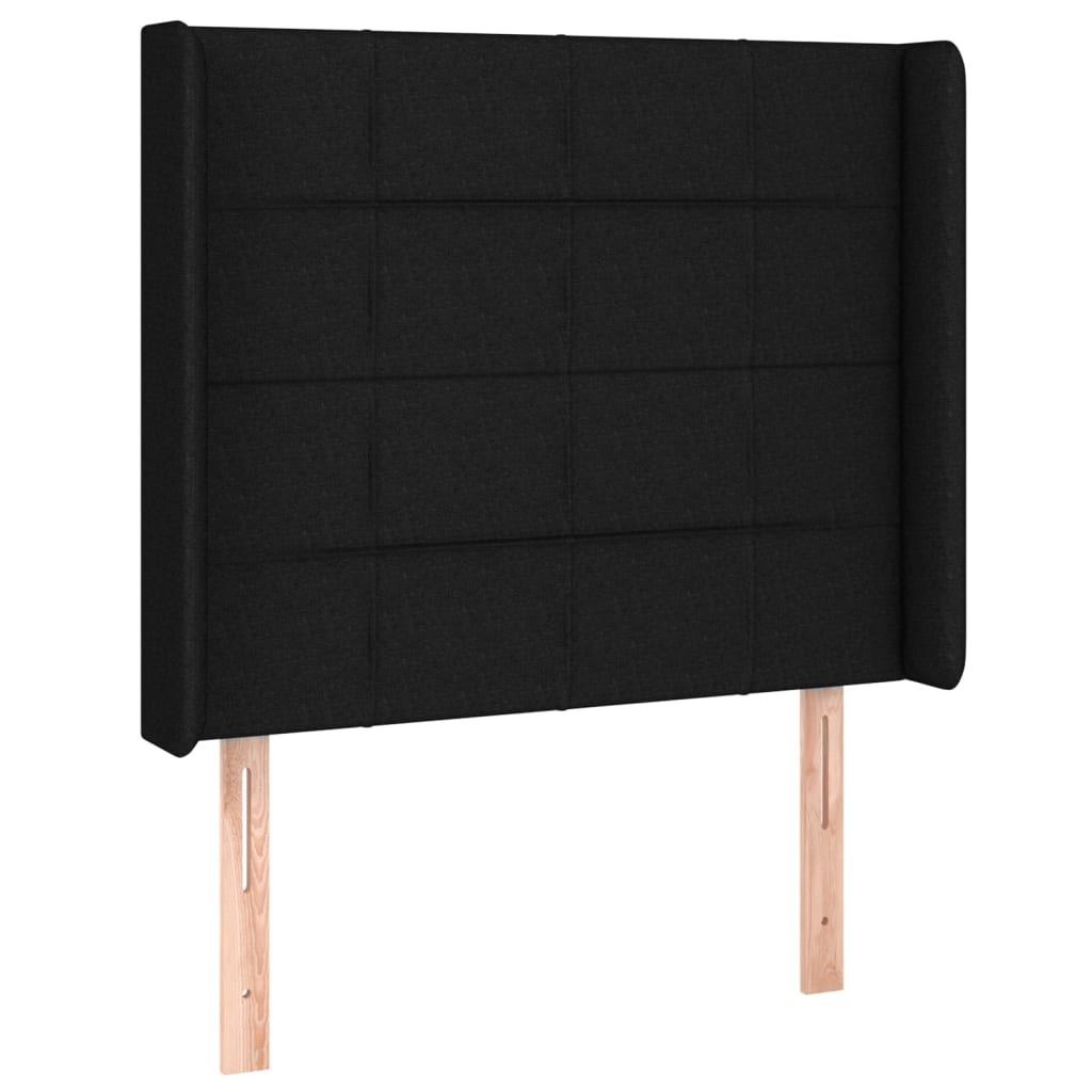 sengegavl med LED-lys 103x16x118/128 cm stof sort