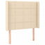 sengegavl med LED-lys 103x16x118/128 cm stof cremefarvet