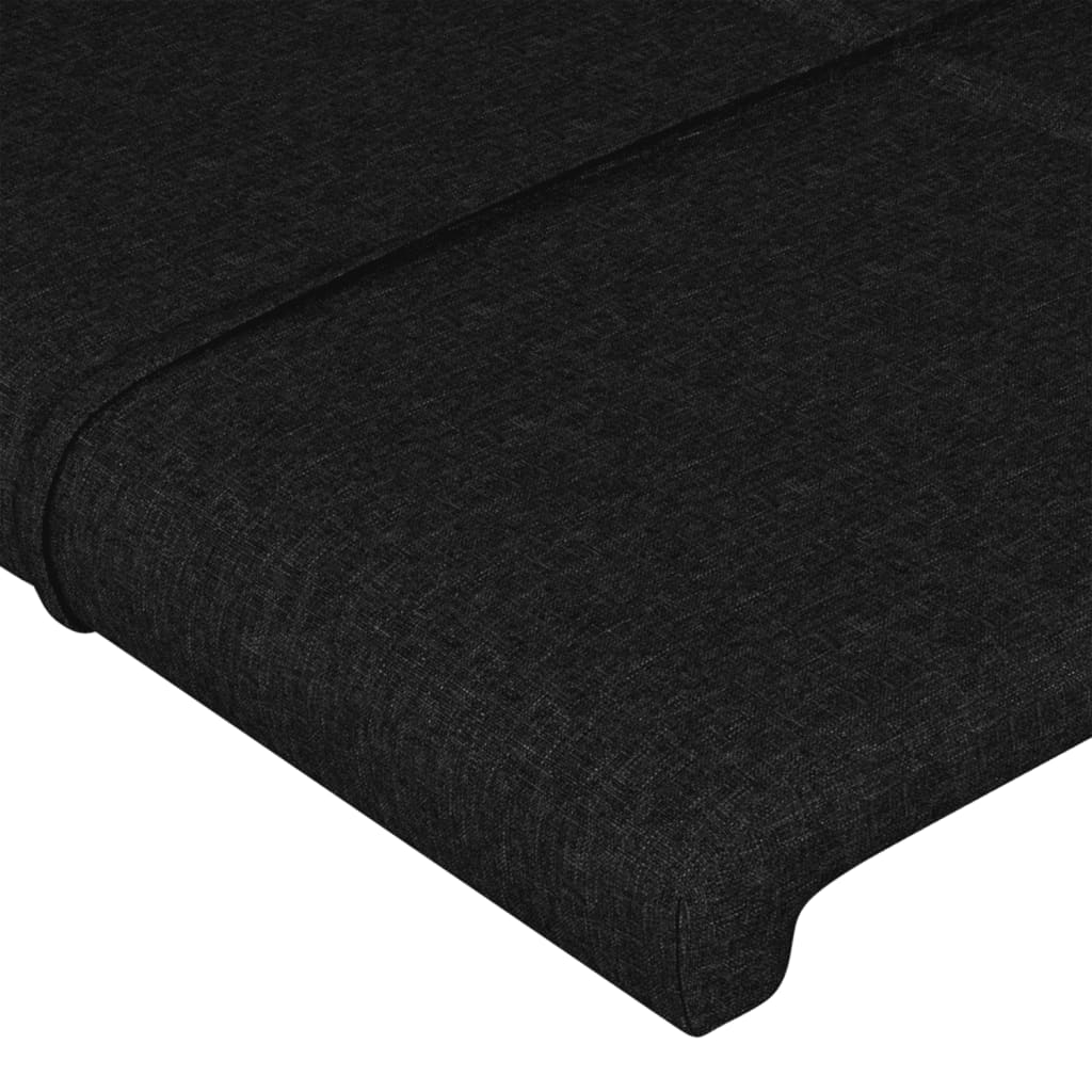 sengegavl med LED-lys 163x16x118/128 cm stof sort