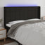 sengegavl med LED-lys 183x16x118/128 cm stof sort