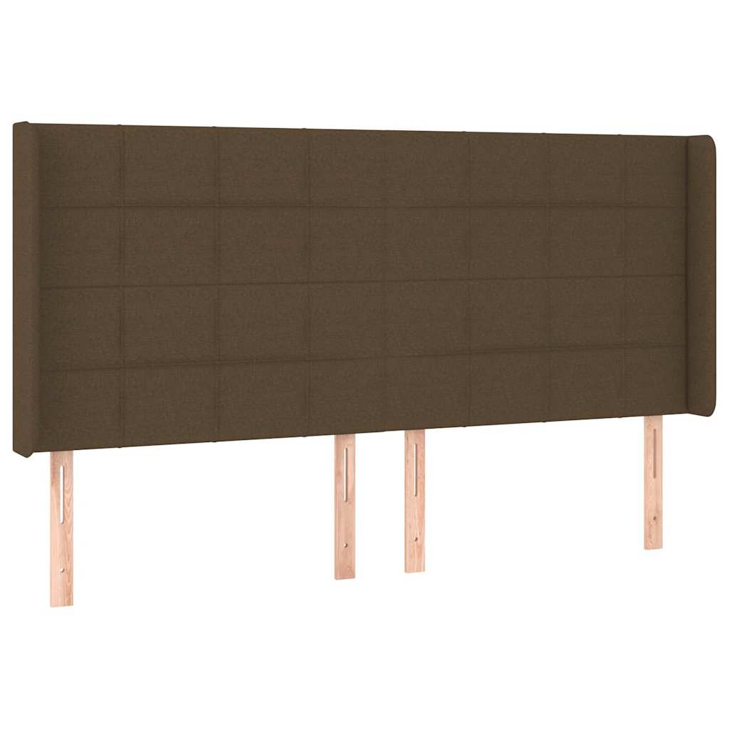 sengegavl med LED-lys 183x16x118/128 cm stof mørkebrun