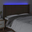 sengegavl med LED-lys 183x16x118/128 cm stof mørkebrun