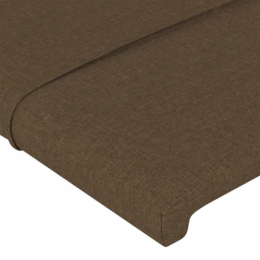sengegavl med LED-lys 183x16x118/128 cm stof mørkebrun