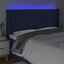 sengegavl med LED-lys 183x16x118/128 cm stof blå