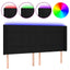 sengegavl med LED-lys 203x16x118/128 cm stof sort