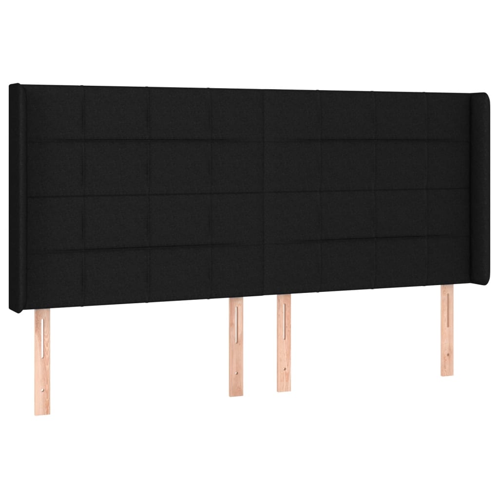 sengegavl med LED-lys 203x16x118/128 cm stof sort