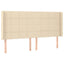sengegavl med LED-lys 203x16x118/128 cm stof cremefarvet