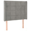 sengegavl med LED-lys 83x16x118/128 cm fløjl lysegrå
