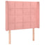 sengegavl med LED-lys 83x16x118/128 cm fløjl lyserød