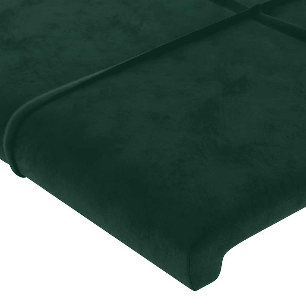sengegavl med LED-lys 93x16x118/128 cm fløjl mørkegrøn