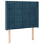 sengegavl med LED-lys 93x16x118/128 cm fløjl mørkeblå