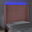 sengegavl med LED-lys 103x16x118/128 cm fløjl lyserød
