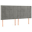 sengegavl med LED-lys 163x16x118/128 cm fløjl lysegrå