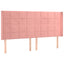 sengegavl med LED-lys 163x16x118/128 cm fløjl lyserød