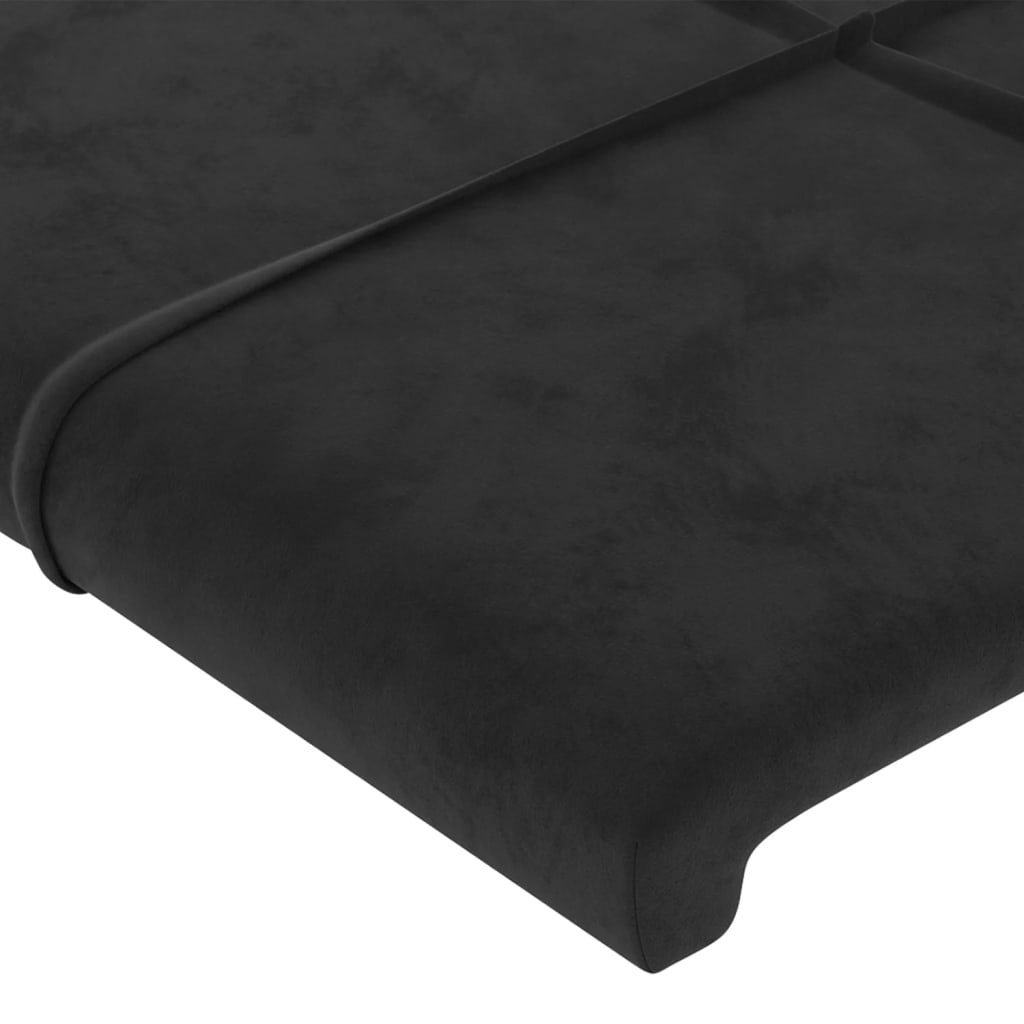 sengegavl med LED-lys 183x16x118/128 cm fløjl sort