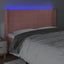 sengegavl med LED-lys 183x16x118/128 cm fløjl lyserød