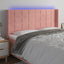 sengegavl med LED-lys 203x16x118/128 cm fløjl lyserød