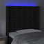 sengegavl med LED-lys 83x16x118/128 cm kunstlæder sort