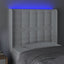 sengegavl med LED-lys 83x16x118/128 cm kunstlæder hvid