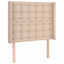 sengegavl med LED-lys 83x16x118/128 cm kunstlæder cappuccino