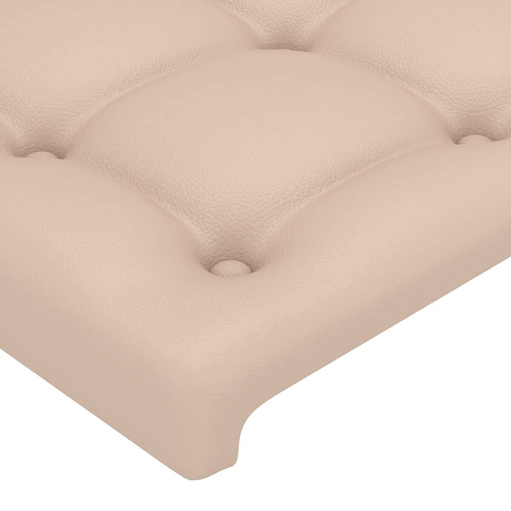 sengegavl med LED-lys 83x16x118/128 cm kunstlæder cappuccino