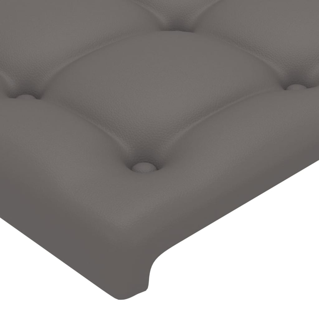sengegavl med LED-lys 93x16x118/128 cm kunstlæder grå