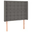 sengegavl med LED-lys 103x16x118/128 cm kunstlæder grå
