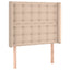 sengegavl med LED-lys 103x16x118/128 cm kunstlæder cappuccino
