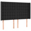 sengegavl med LED-lys 147x16x118/128 cm kunstlæder sort