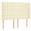 sengegavl med LED-lys 147x16x118/128 cm kunstlæder cremefarvet