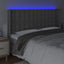 sengegavl med LED-lys 163x16x118/128 cm kunstlæder grå
