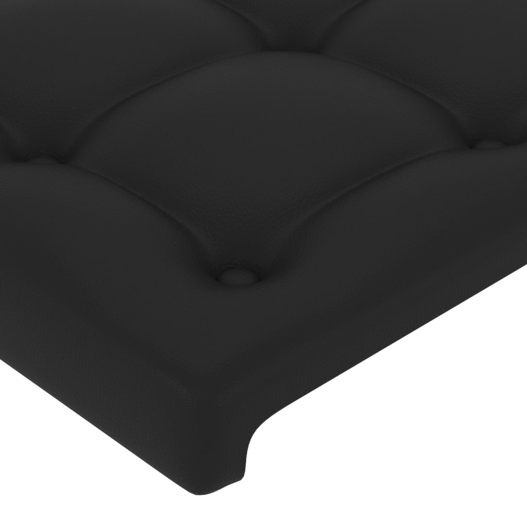sengegavl med LED-lys 183x16x118/128 cm kunstlæder sort