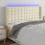 sengegavl med LED-lys 183x16x118/128 cm kunstlæder cremefarvet