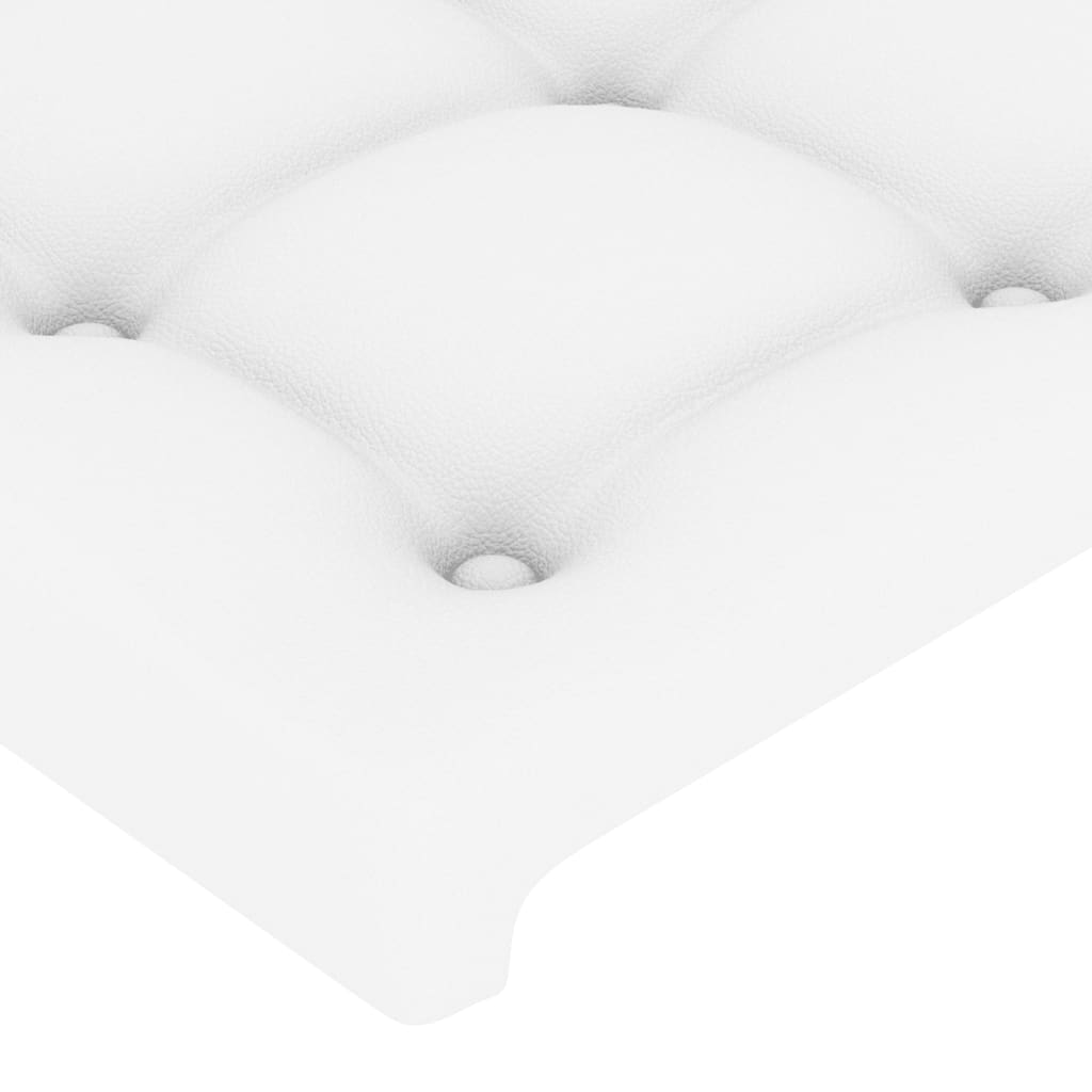 sengegavl med LED-lys 203x16x118/128 cm kunstlæder hvid